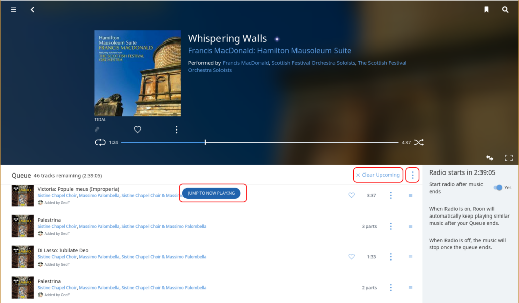 Roon Knowledge Base Alles Über Audio Die Warteschlange ACM Premium Audio