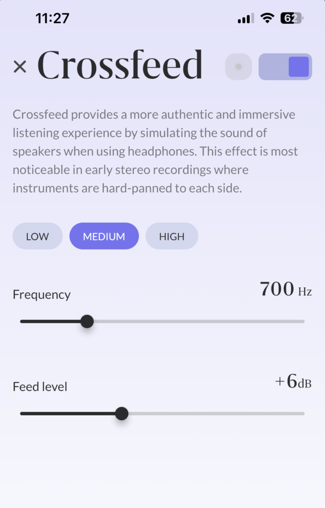 Roon Knowledge Base Alles Über Audio MUSE Präzise Audiokontrolle Crossfeed ACM Premium Audio