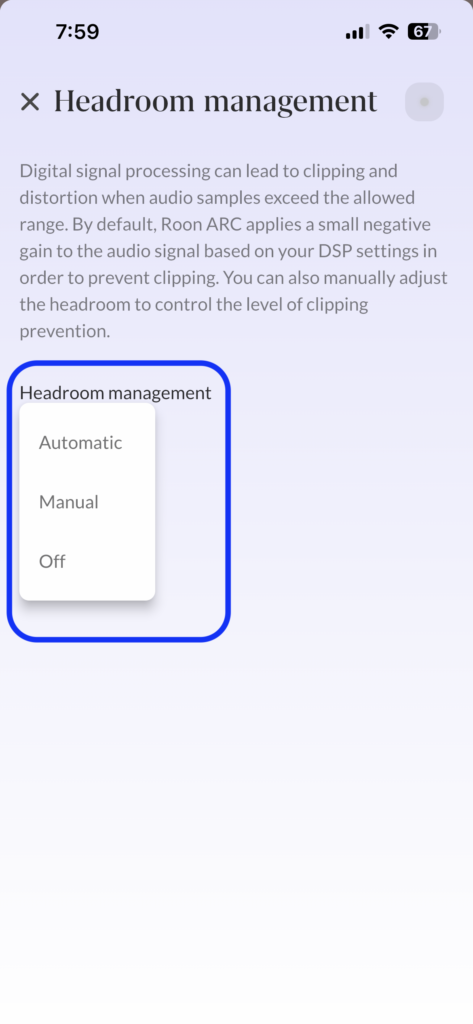 Roon Knowledge Base Alles Über Audio MUSE Präzise Audiokontrolle Headroom Management ACM Premium Audio