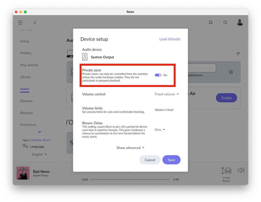 Roon Knowledge Base Alles Über Audio Private Zones ACM Premium Audio