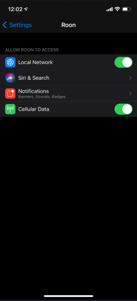 Roon Knowledge Base Fehlerbehebung iOS-Berechtigungen ACM Premium Audio
