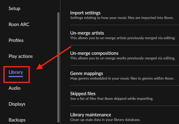 Roon Knowledge Base FAQs Clean Up Library ACM Premium Audio