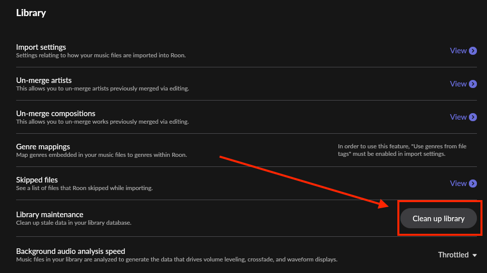 Roon Knowledge Base FAQs Clean Up Library ACM Premium Audio
