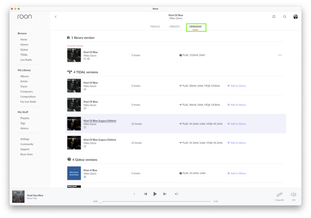 Roon Knowledge Base FAQs FAQ: Wie geht Roon mit mehreren Versionen desselben Albums um? ACM Premium Audio