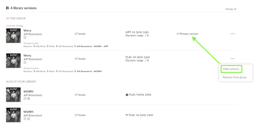 Roon Knowledge Base FAQs FAQ: Wie geht Roon mit mehreren Versionen desselben Albums um? ACM Premium Audio