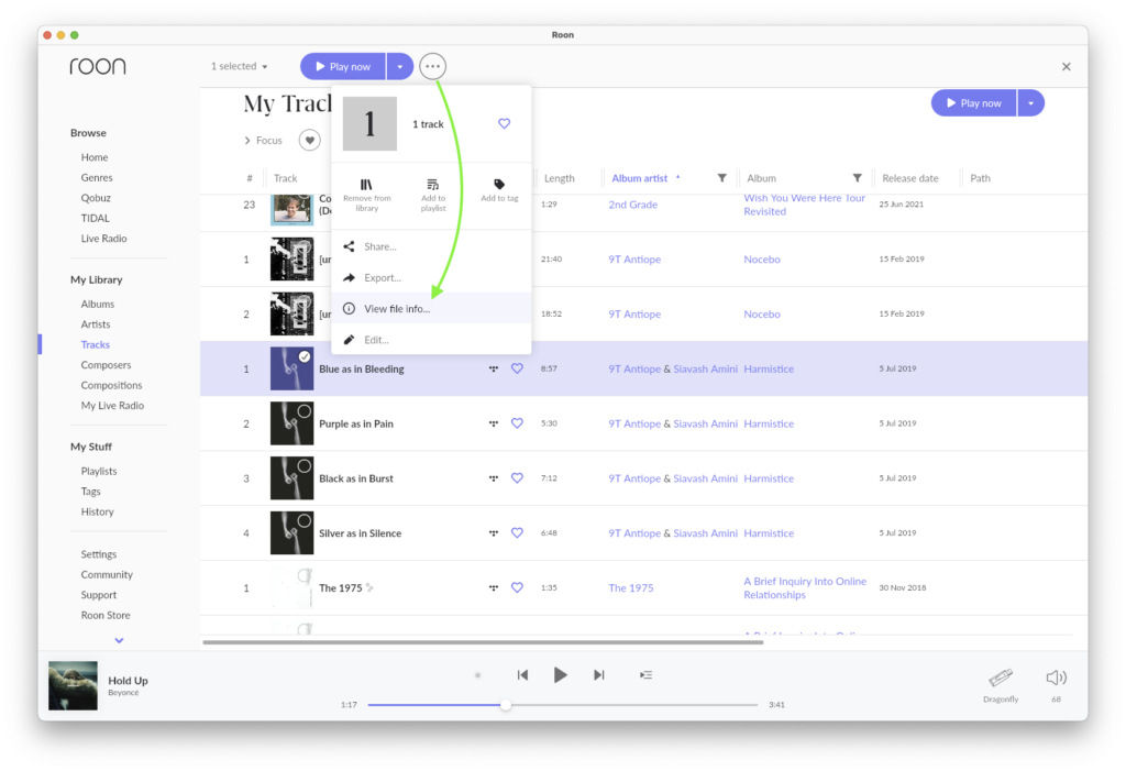 Roon Knowledge Base FAQs FAQ: Wo finde ich zusätzliche Informationen zu meinen Audiodateien, wie Tags, Dateiqualität und Speicherort? ACM Premium Audio