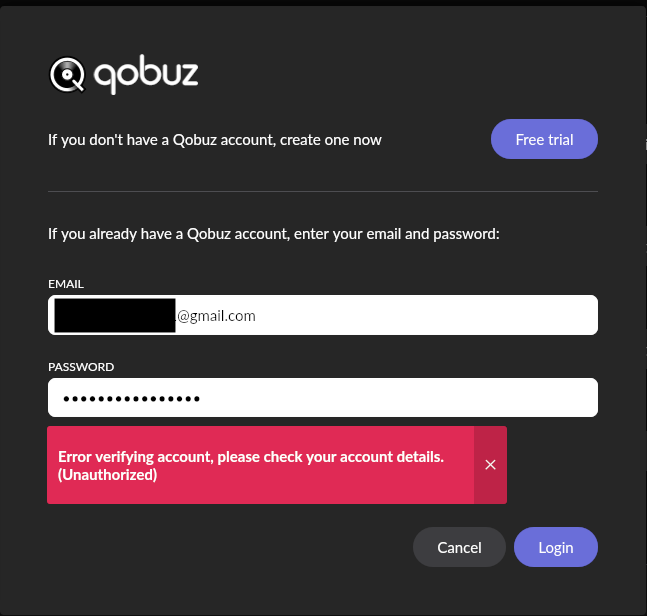 Roon Knowledge Base FAQs Qobuz-Synchronisierungsfehler bei Erstellung über ein Apple-/Google-/Facebook-Konto ACM Premium Audio