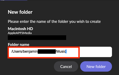 Roon Knowledge Base Verwalten Ihrer Musikbibliothek Hinzufügen lokaler Titel mit „New Folder“ ACM Premium Audio