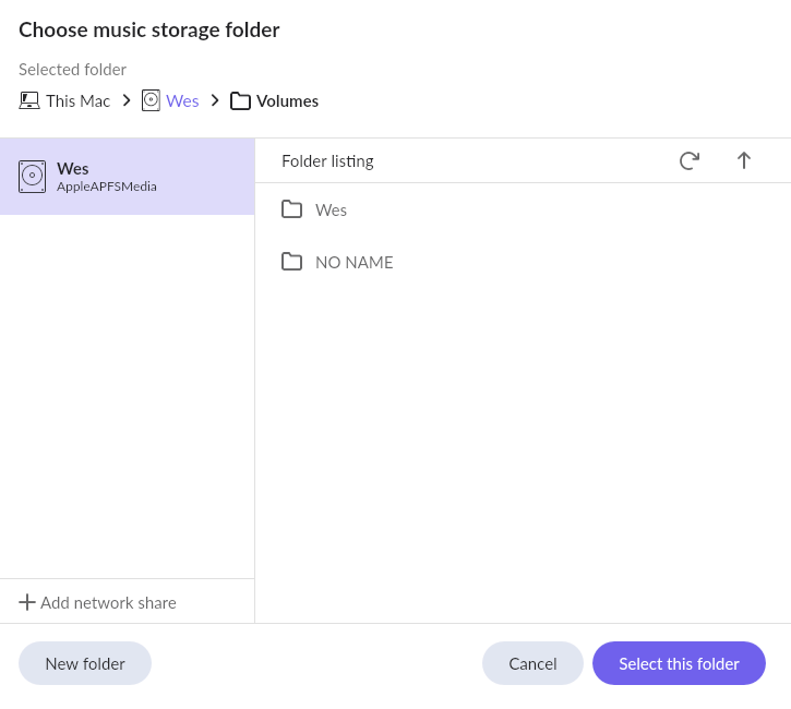 Roon Knowledge Base Verwalten Ihrer Musikbibliothek Roon-Speicherort/-Laufwerk verschwindet nach der Installation von MacOS Ventura ACM Premium Audio