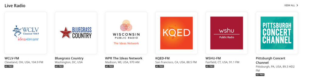 Roon Knowledge Base Neue Musik Entdecken Live-Radio ACM Premium Audio