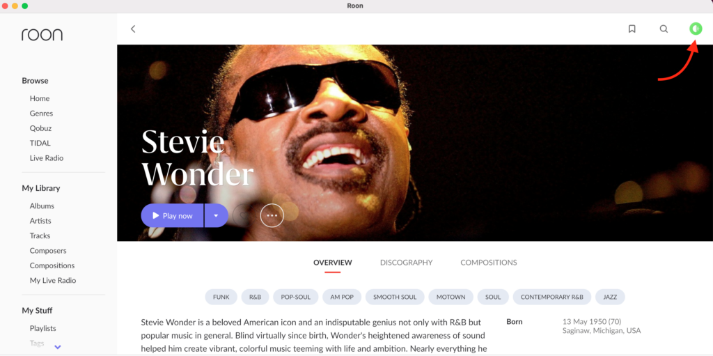 Roon Knowledge Base Neue Musik Entdecken Teilen in sozialen Netzwerken ACM Premium Audio