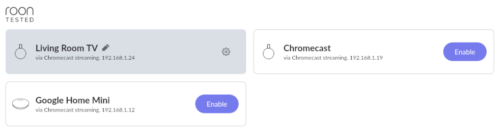 Roon Knowledge Base Richten Sie Ihre Audioausgänge ein Chromecast ACM Premium Audio