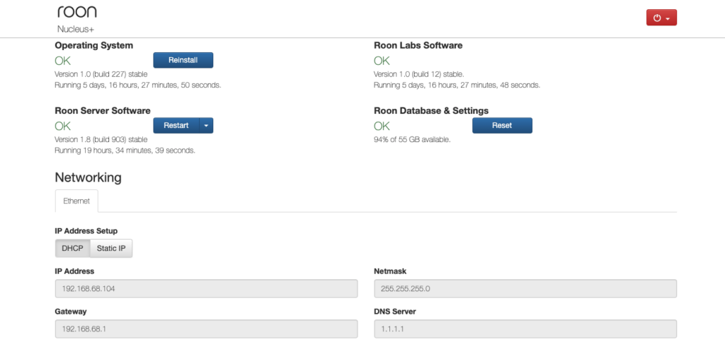 Roon Knowledge Base Über Nucleus Nucleus Web-Administrationsschnittstelle ACM Premium Audio