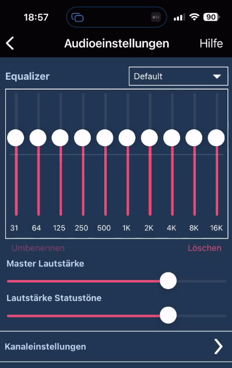 Serblin and Son Vollverstaerker Frankie Plus iOS App Audioeinstellungen