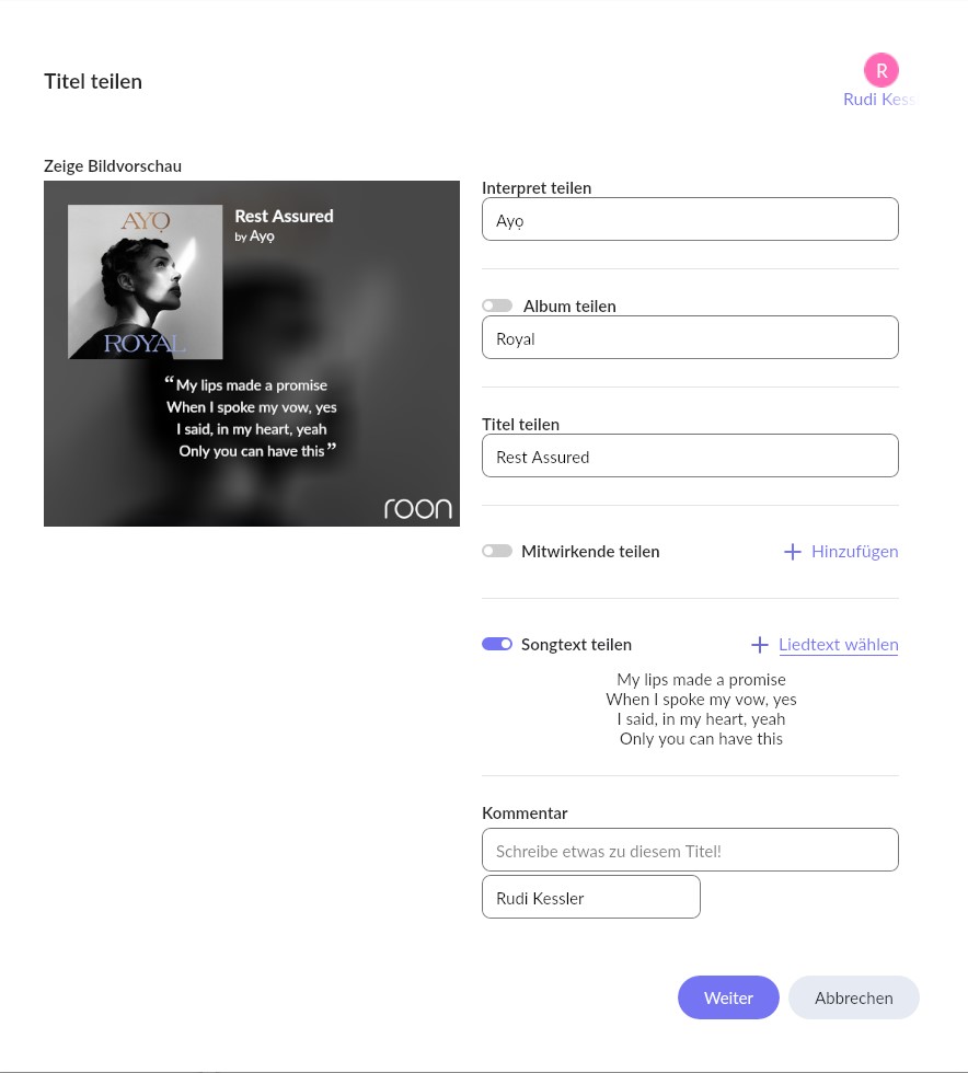 roon knowledge base neue musik entdecken teilen in sozialen netzwerken 10