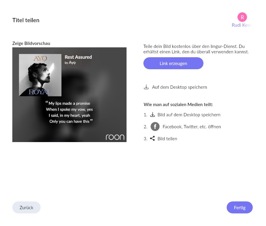 roon knowledge base neue musik entdecken teilen in sozialen netzwerken 11